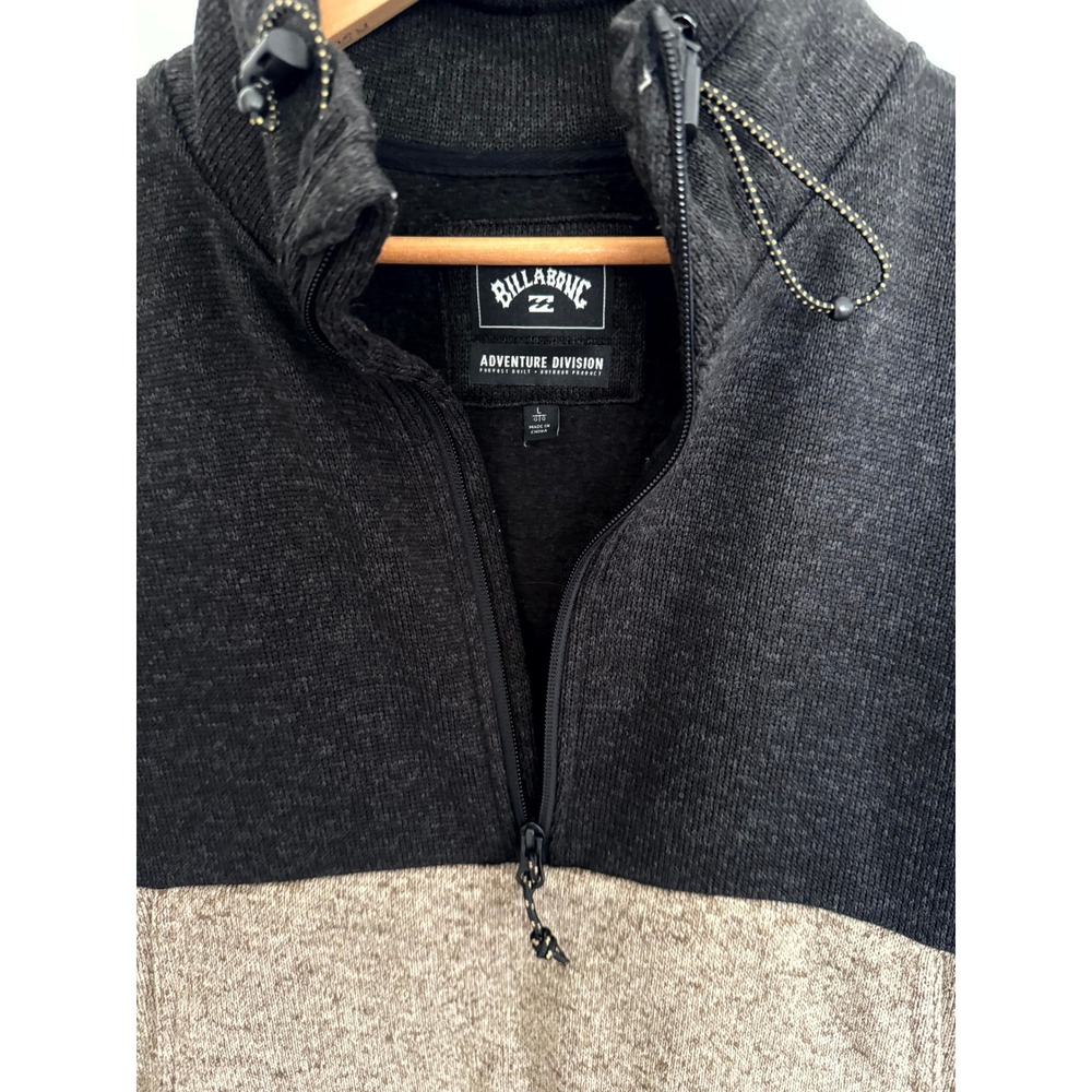 Billabong Adventure Division Mens Pullover‎ Black Beige Quarter Zip Sweater